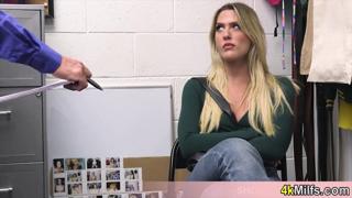 Stolen delight explodes as a mall cop ravishes his blonde snatch.
