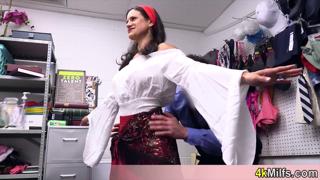 Raunchy gypsy granny gets busted, gets nasty gang-banged in a dingy storage space