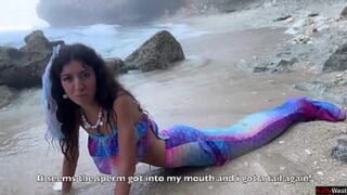 Encountered a real mermaid on an island; gave her legs for sex!