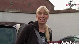 Blonde beauty caught for street porn