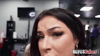 Sexy brunette gets tattooed, sucked, and hammered at parlor by Diamond Franco and Tyler Steel
