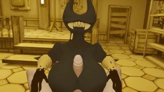 Stud gets massive cumshot on chick's face after bending her gargantuan melons