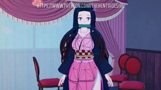 RAW THROTTLED FUCKETING BETWEEN NEZUKO'S SWEATY LEGS