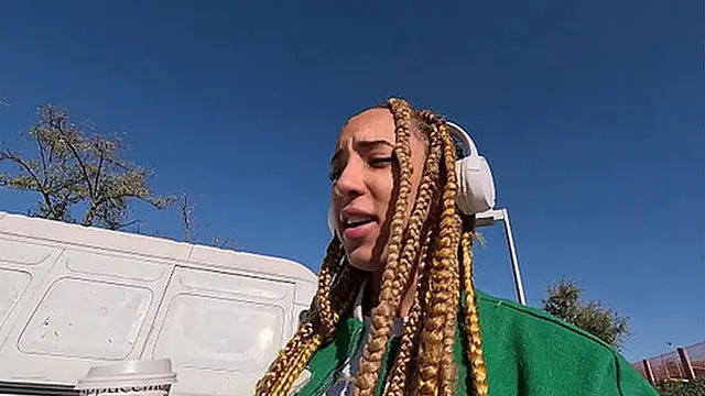 Ebony Luna Black meets me on the street and brings me home for rough sex