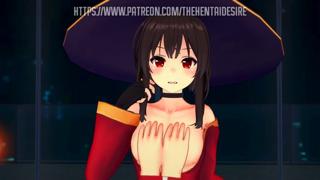 MEGUMIN FLINGS WIDE HER LEGS, DEFlLOWERING YOUR FACE