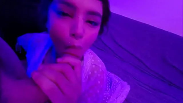 Cute alt teen pleasures guy &mdash;  ending with cum in her mouth!