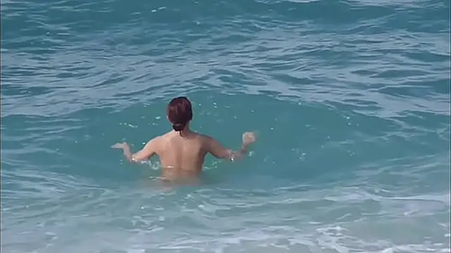 Red head with fine ass Sunning tits on the beach