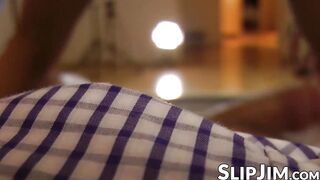 Young amateur teen sucks and rides senior dick in POV