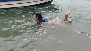 Chubby Latina what a big ass on the beach