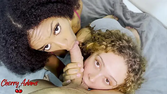 Homegrown Threesome - Friend Joins For Fun - White and Black Girls Share Love - Cherry Adams & Amanda Teix