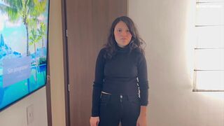 My stepmom touches herself while I watch her in the closet    She caught me and now I touch her wet pussy