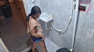 Giving her ass in the bathroom while her friend is next to her waiting for everything to end
