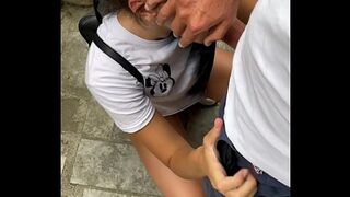 TALL SKINNY TEEN BRUNETTE FLASHES NATURAL TITS IN PUBLIC - RISKY DEEPTHROAT BLOW JOB AND SLOPPY DOGGY STYLE SEX