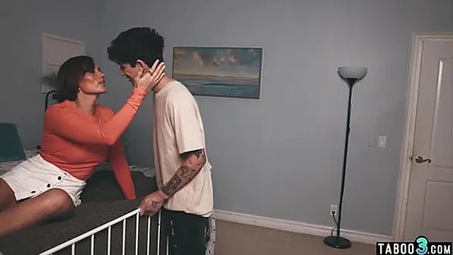 Naughty MILF stepmother Kell Fire masturbating and asks her stepsons help