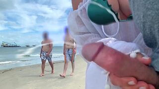 Crazy milf jerks me off in front of passersby