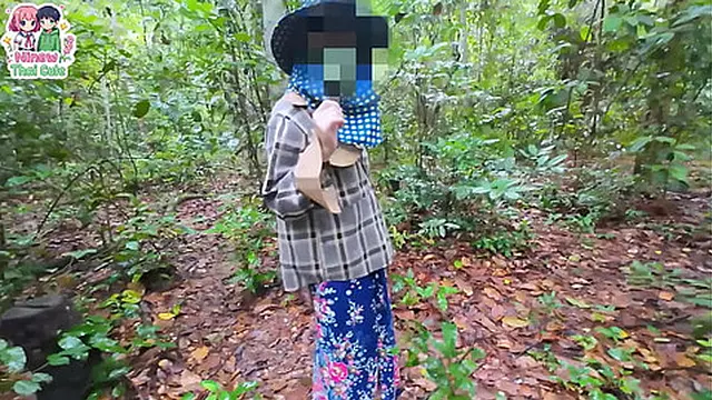 Thai teenager walks around picking mu and gets fucked in the pussy  Thai audio 