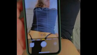 Delicious Latina brunette moans with pleasure and ends with an explosive cumshot on her big ass