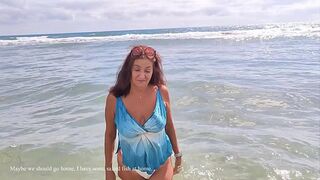Really serious porn with stepmom after sea! An over-excited stepmom gets fucked very roughly after a swim!