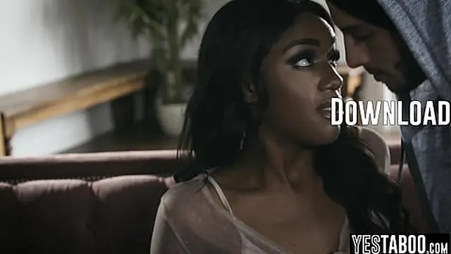 Petite ebony beauty bares big ass for interracial sex with ex BF