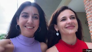 Cute Neighbors Suck Cock and Get Facial Cumshot for Public Cumwalk