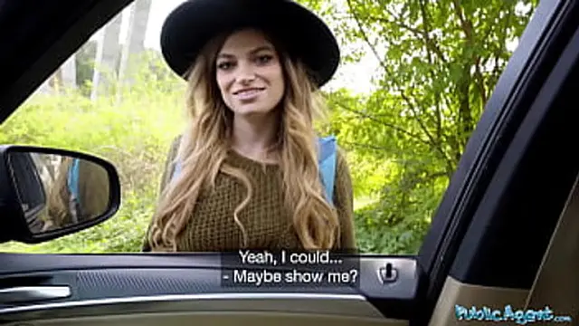 Public Agent Big tits hitchhiker Nicole Rae big dick public pov blowjob