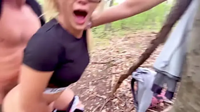 Ripped teen babe gets pounded hard in public park &mdash;  POV shots galore