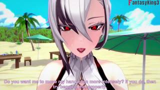 Arlecchino's Beach BJ, tits bouncing, sandy sex, full POV, POV full version, Genshin Impact, fantasy king